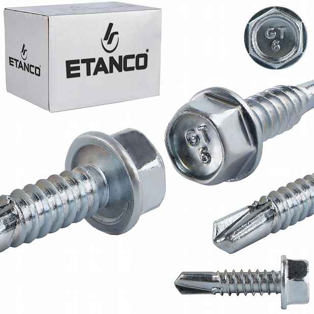 Samovrtné šrouby do kovu 6 mm 6,3x22 mm Pozink 500 ks Etanco GT6