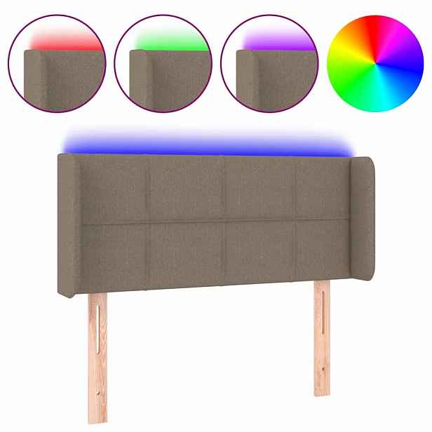 vidaXL Čelo postele s LED taupe 83 x 16 x 78/88 cm textil
