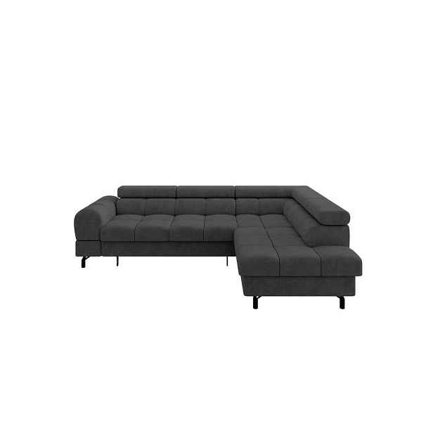 ALTDECOR ROHOVÁ SEDAČKA s funkcí spaní otomana vpravo LUMA-L 272x203x70 tmavě šedá velur
