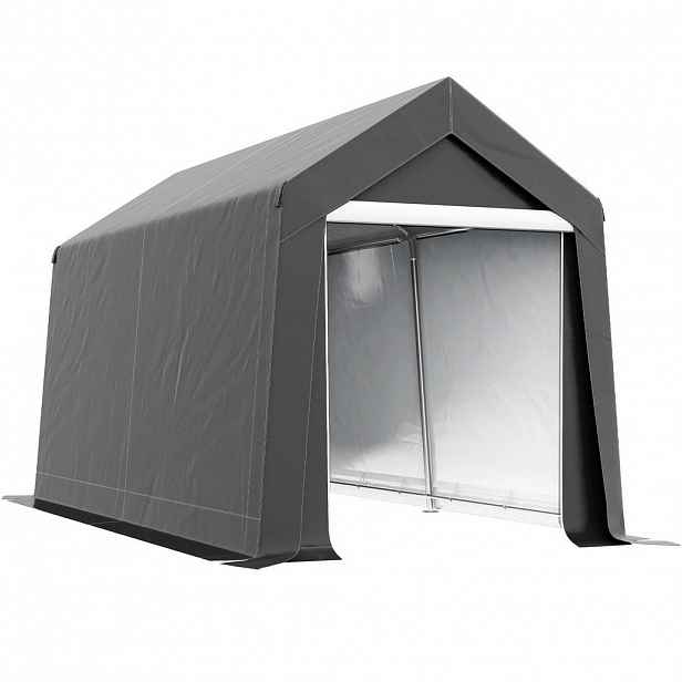 Modfu SKLADOVACÍ stan z oceli 210x360x235 cm tmavě šedý s UV ochranou, zipovým vstupem a větracím oknem