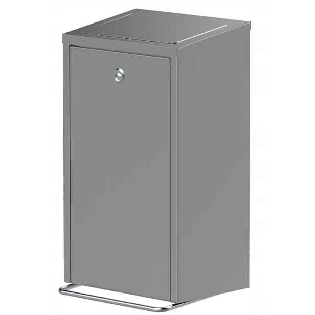 Odpadkový koš pedálový nástěnný, 30 l, se zámkem, šedý