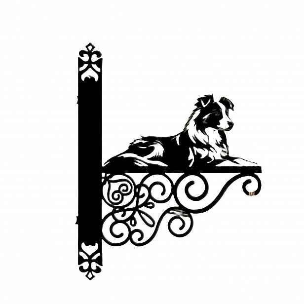 TEMU Držák na popruh pro Border Collie, zahradní držák na psa, dekorace do zahrady, železné materiály