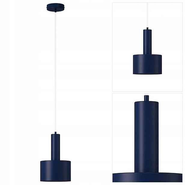 Závěsná modrá lampa Vitrum s intenzivním leskem v obývacím pokoji Sigma Lighting