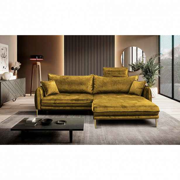 MID.YOU ROHOVÁ SEDAČKA, textil, hořčicově žlutá