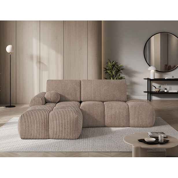 Designová rohová sedací souprava NIMUE - tmavě béžová, levý roh