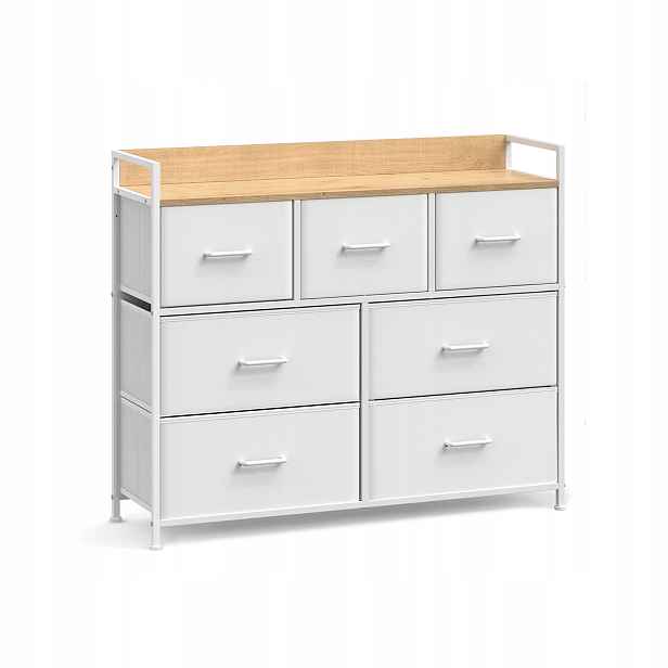 Komoda organizér skříňka s policemi a zásuvkami pevná 98x28,5x85 cm bílá