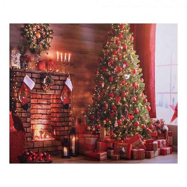 Vánoční látkové pozadí se stromkem Christmas Wall Cloth - 180*1*210 cm Clayre & Eef