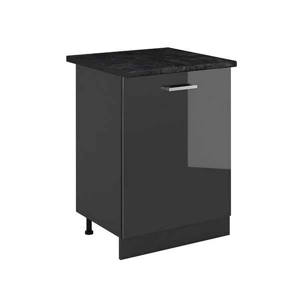 Vicco SPODNÍ SKŘÍŇKA KUCHYŇSKÉ LINKY R-Line, Antracitový vysoký lesk/Antracit, 60 cm s 1 dveřmi pracovná doska antracitová
