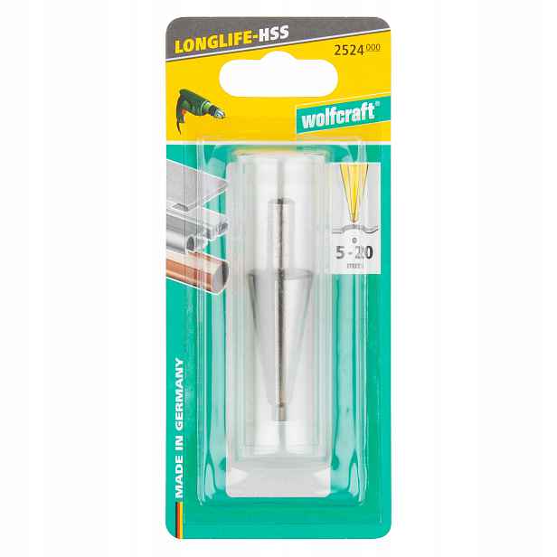 Vrták stupňovitý frézovací do otvorů 5 – 20 mm Wolfcraft Hss stopka 8 mm