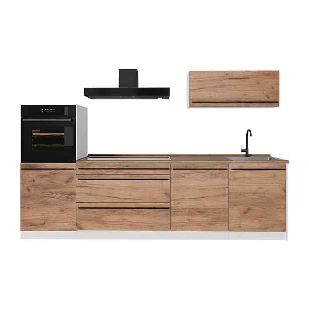 Vicco KUCHYŇSKÝ KOUT R-Line, Zlatý mocný dub/Bílá, 280 cm pracovná doska Dub Goldkraft
