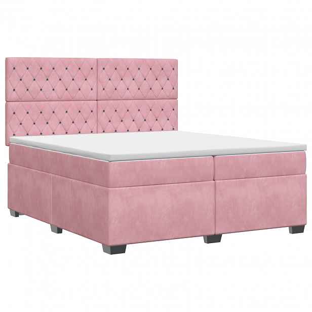 vidaXL Postel boxspring s matrací s čelo Růžová 200 x 200 cm Samet