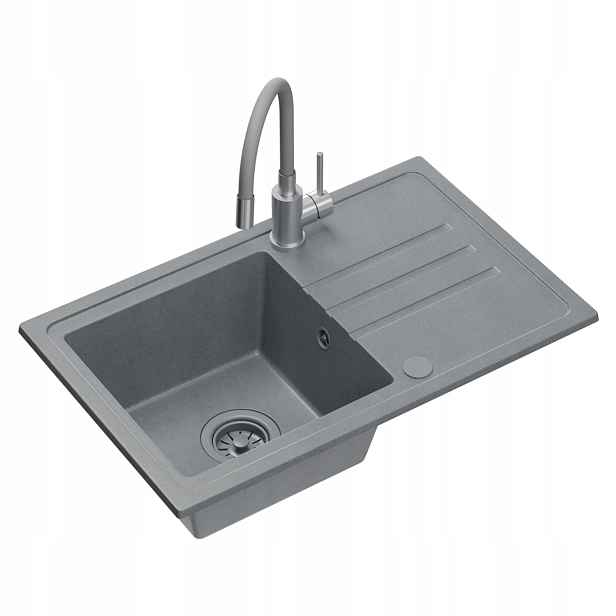 Quadron Ben 111 1-komorový dřez 70x44x17,5 Šedá Sada baterií