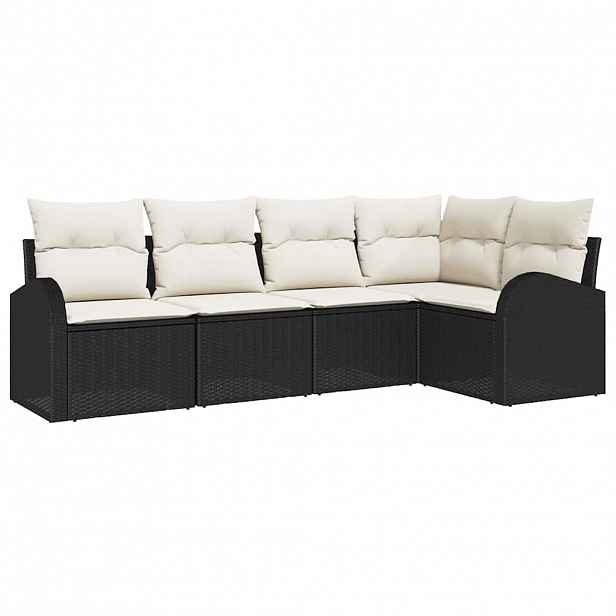 vidaXL Set pohovek 5 ks Černá Polyester