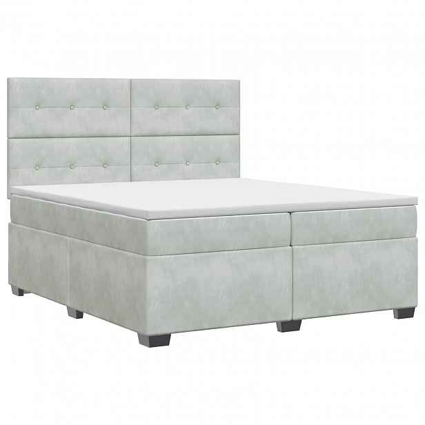 vidaXL Postel boxspring s matrací Světle šedá 200 x 200 cm Samet