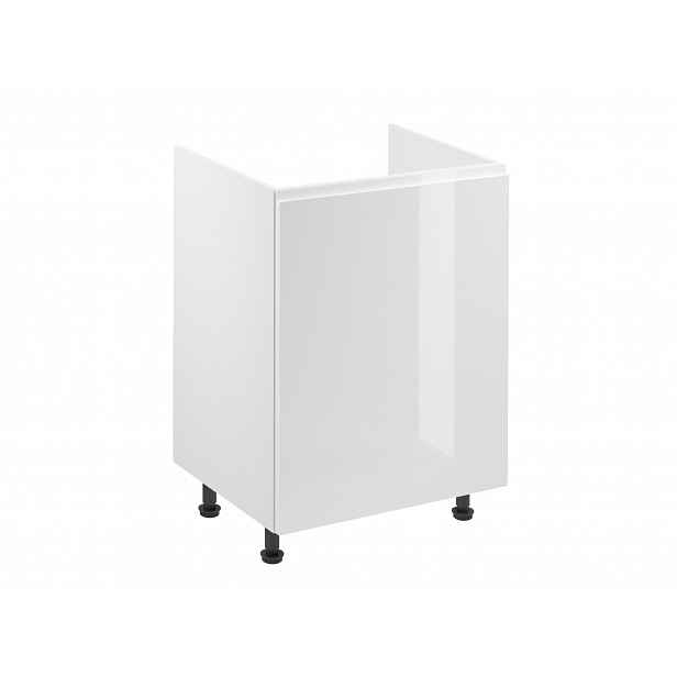 Dolní dřezová skříňka ARBOR - šířka 60 cm, lesklá bílá / bílá, pravé provedení