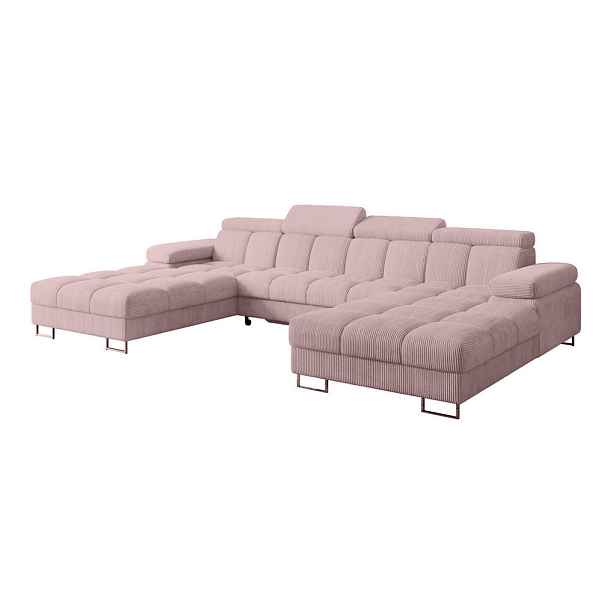 ALTDECOR SEDACÍ SOUPRAVA s funkcí spaní a úložným prostorem COMA U2 345x203x79 růžová manšestr
