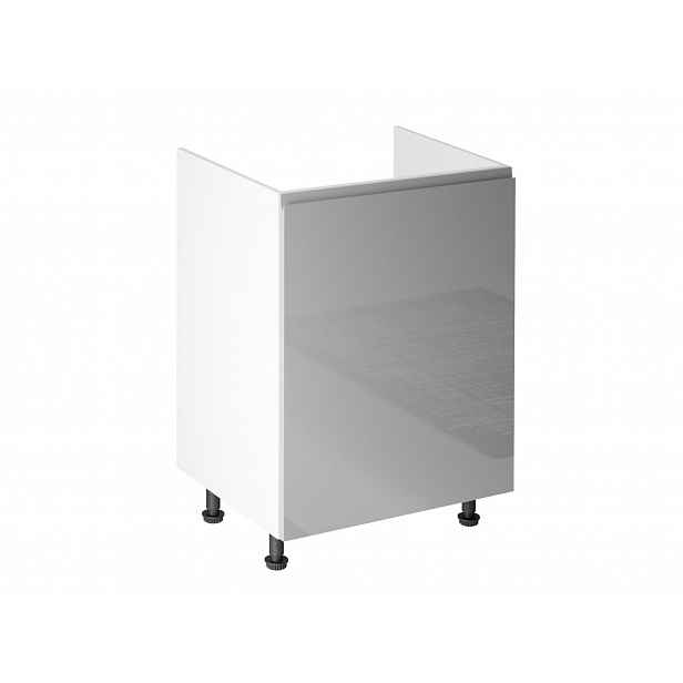 Dolní dřezová skříňka ARBOR - šířka 60 cm, lesklá šedá / bílá, levé provedení