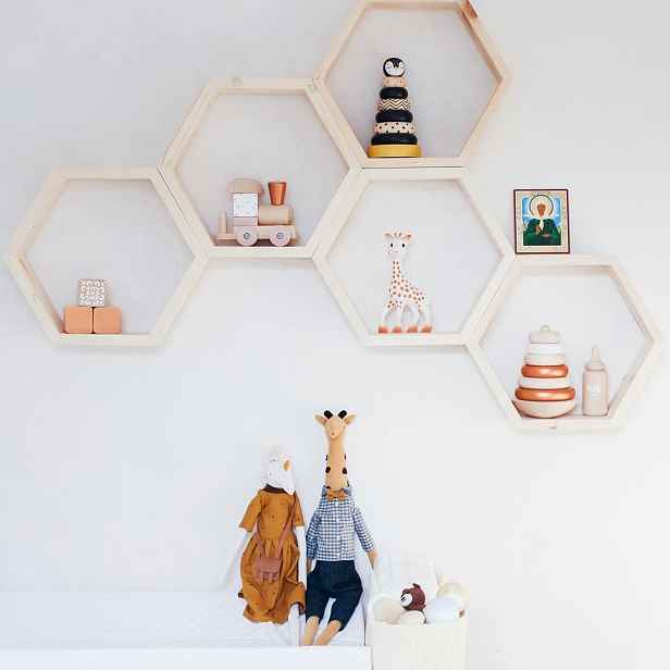 Kalune Design Sada 5 ks nástěnných poliček RAF 36x31 cm světlý ořech
