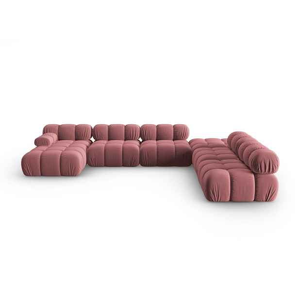 Růžová sametová pohovka 379 cm Bellis – Micadoni Home