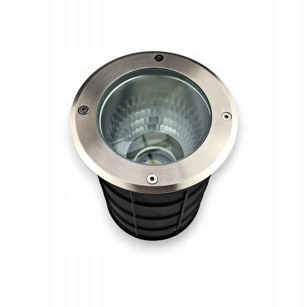 Zahradní nájezdová lampa D150 stříbrná kulatá 1x GU10 IP65/IP67