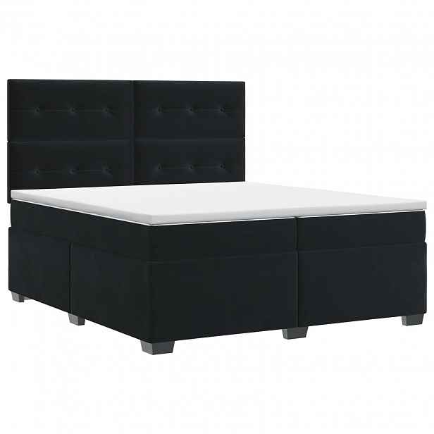 vidaXL Postel boxspring s matrací s čelo Černá 200 x 200 cm Samet