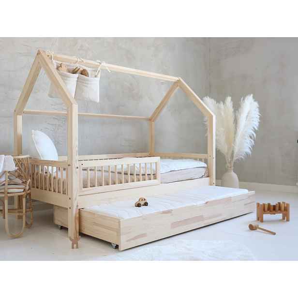ELIS DESIGN Šuplík k domečkové posteli s plůtkem - pomocné lůžko barva: natur, rozměr lůžka: 90 x 190 cm