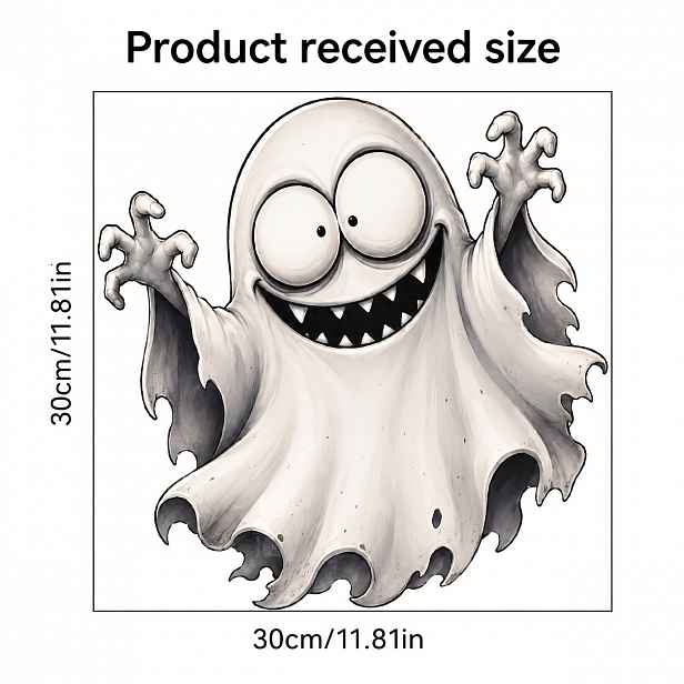 TEMU 1 ks Halloweenská bílá okenní nálepka s velkými očima, kreativní sváteční dekorace, aranžmá na párty, skleněná nálepka, PVC statická okenní