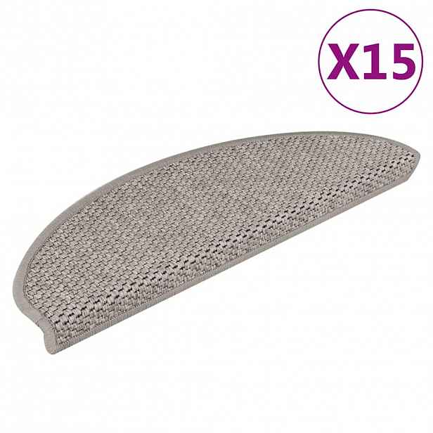 vidaXL Samolepicí nášlapy na schody sisal 15 ks 65x21x4 cm stříbrné