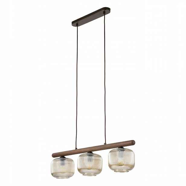 Závěsná lampa Salvia hnědá 3xE14 Dřevěné Klasické Osvětlení Obývacího Pokoje