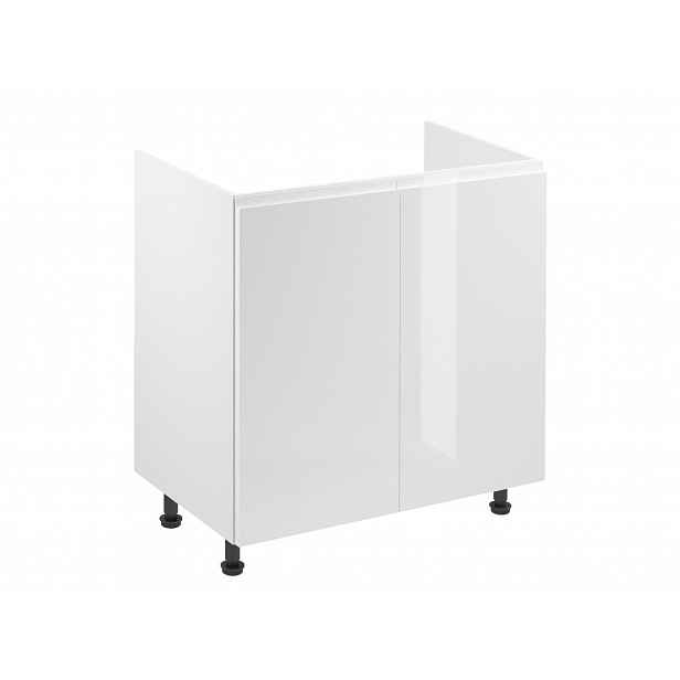 Dvoudveřová dřezová skříňka ARBOR - šířka 80 cm, lesklá bílá / bílá