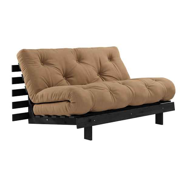Hnědá rozkládací pohovka 140 cm Roots Black Night – Karup Design