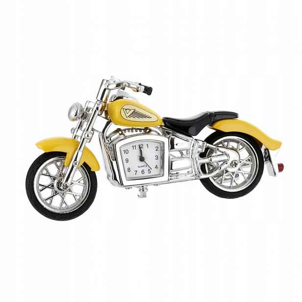 Motocyklové hodinky Harley žlutý motor, kovová dekorace