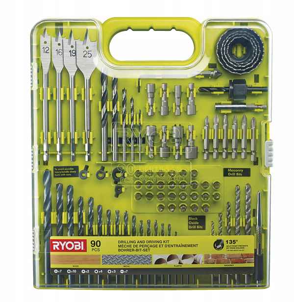 Ryobi RAKDD90 90 ks sada vrtáků a šroubovacích bitů