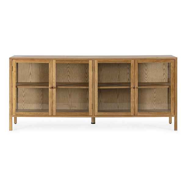 Vitrína v dekoru dubu v přírodní barvě 180x80x40 cm Ceci – MOME