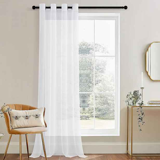 Záclona voál bílá 300 x 160 cm 1 panel s oky do obývacího pokoje ložnice