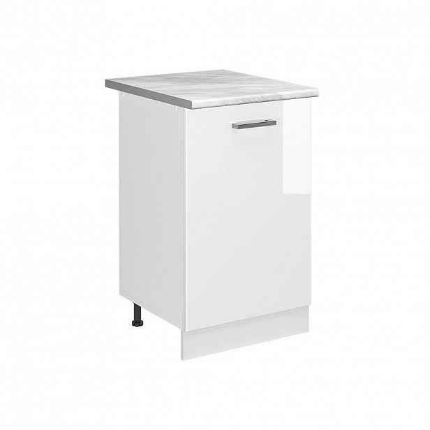 Vicco SPODNÍ SKŘÍŇKA KUCHYŇSKÉ LINKY R-Line, Bílá vysoký lesk/Bílá, 50 cm pracovná doska Mramor