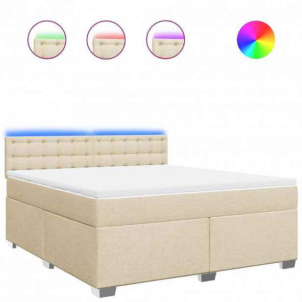 vidaXL Box spring postel s matrací krémová 180x200 cm textil