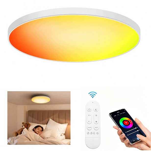 Lampa Stropní Svítidlo Led Rgb Bílá Cct 2700K-6500K Wifi Dálkový Ovladač Aplikace