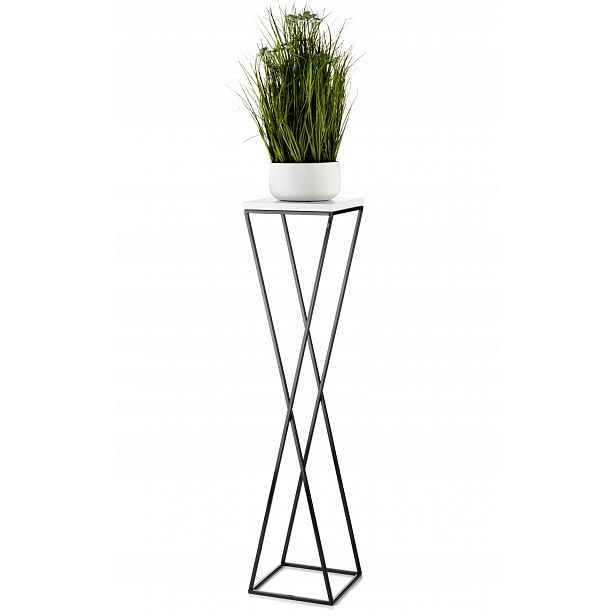 Černý Kovový Držák Na Květináč S Bílou Mdf Deskou 100 cm