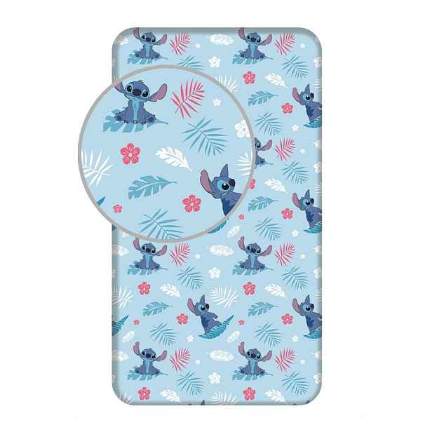 Modré napínací bavlněné dětské prostěradlo na jednolůžko 90x200 cm Lilo & Stitch "Blue" – Jerry Fabrics