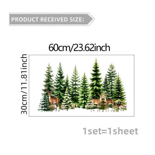 TEMU 2D plochá, 1ks 2D plochá vzorová nálepka, vánoční dekorace statická přilnavá nálepka, okenní nálepka, skleněná nálepka, okenní samolepka, lesní