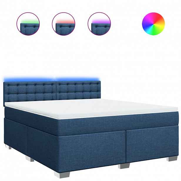 vidaXL Box spring postel s matrací modrá 180x200 cm textil