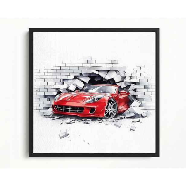 Obraz Rám American Box Červené Auto Ferrari Zeď 3D 50x50