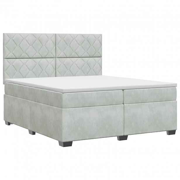vidaXL Postel boxspring s matrací Světle šedá 200 x 200 cm Samet