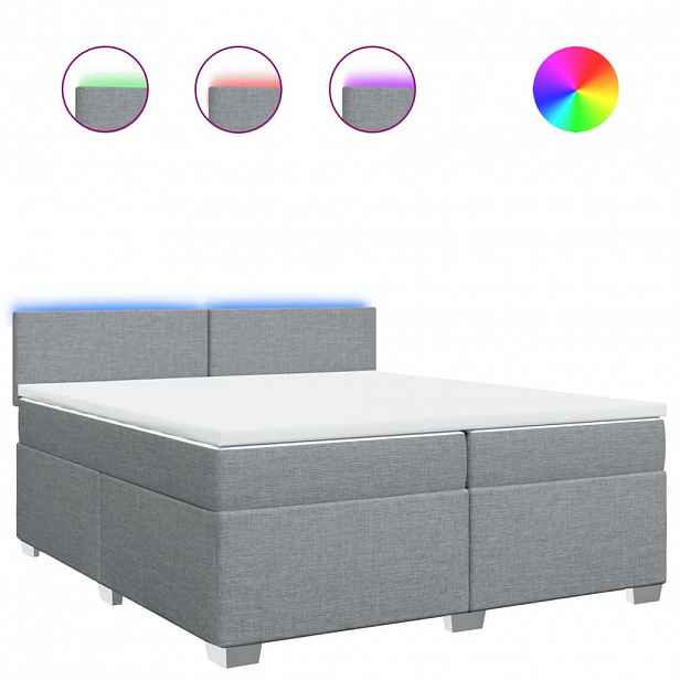 vidaXL Box spring postel s matrací světle šedá 200 x 200 cm textil