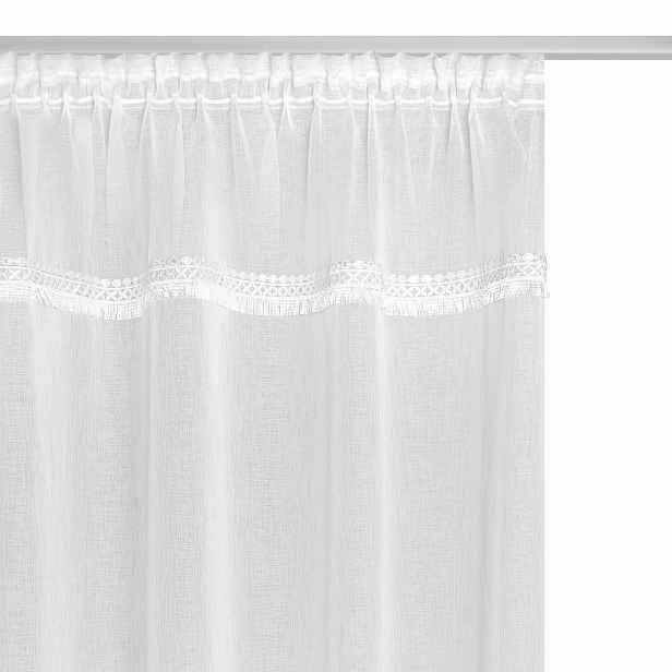 Hotová záclona na pásku Boho 300x270 bílá s krajkou