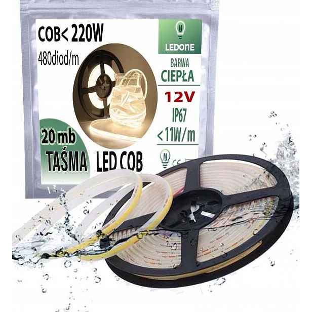 Led Páska Cob 12V 11W/m IP67 Neon Tepelná linka termococon voděodolná 20MB