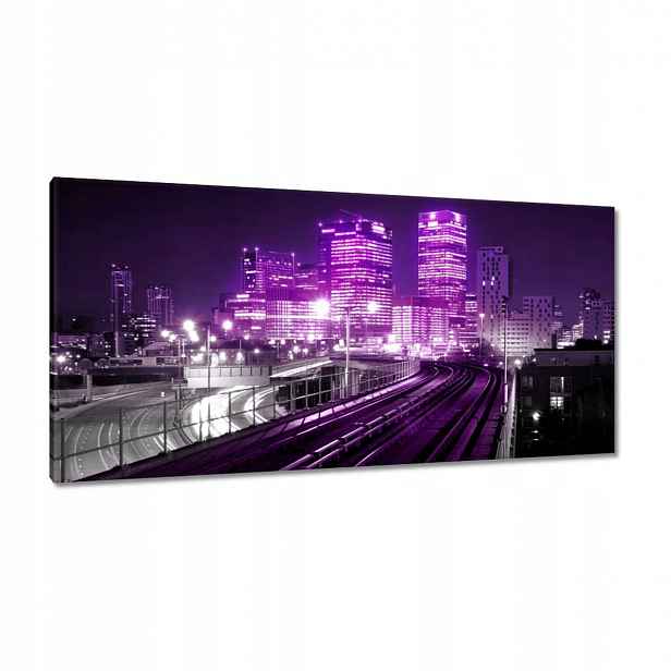 Obrazy 115x55 Fialové mrakodrapy