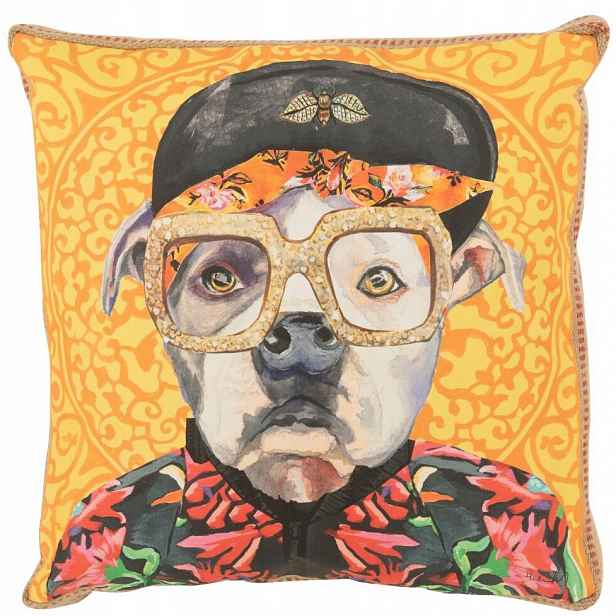 Polštář Bulldog s brýlemi 50cm
