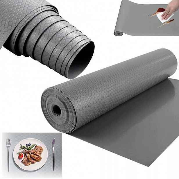Protiskluzová podložka na police, podložka do zásuvek 60 x 600 cm Šedá Eva 3 mm